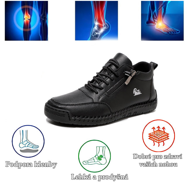 deconr® | Vysoká kožená ortopedická obuv se vyznačuje ergonomickou oporou klenby a protiskluzovou podrážkou pro výjimečné pohodlí!